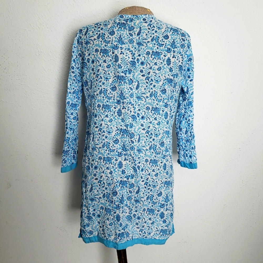 Roller Rabbit Floral Elephant Patterned Tunic Top… - image 5